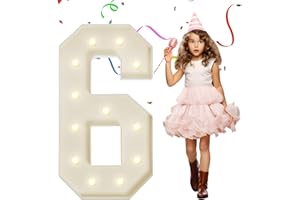 eufony 4FT Marquee Light Up Numbers, Large Marquee Numbers 6 for 6th 16th 60th Birthday Party Decorations, Giant Light Up Numbers Anniversary Decor, 4 Feet Mosaic Number 6 with LED Lights DIY Kit