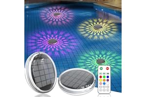 Kitloo Solar Rechargeable Floating Pool Lights(2 Pack), Pool Lights That Float with Remote Control, 9 Lighting, Timing Mode, IPX7 Waterproof for Inground Pool, Bathroom, Bathtub, Pool Party