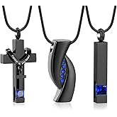 Hearbeingt 3 Pack Cremation Jewelry Urn Necklace for Ashes for Women Men, Cross Infinity Bar Urn Pendants for Human Ashes Adult Memorial Lockets Ash Jewelry