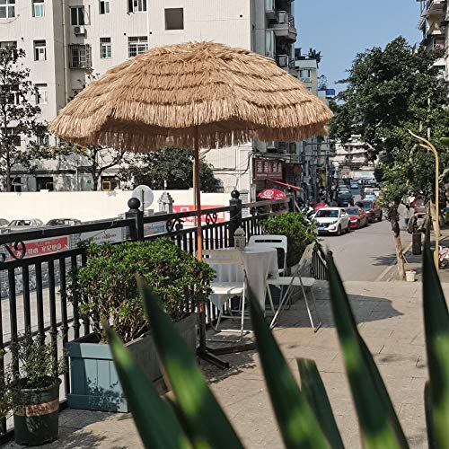 YYQ SHOP Große Rund Sonnenschirm höhenverstellbarer Knickbar Gartenschirm Strohschirm Große Wasserdicht Bastschirm… – Bild 8