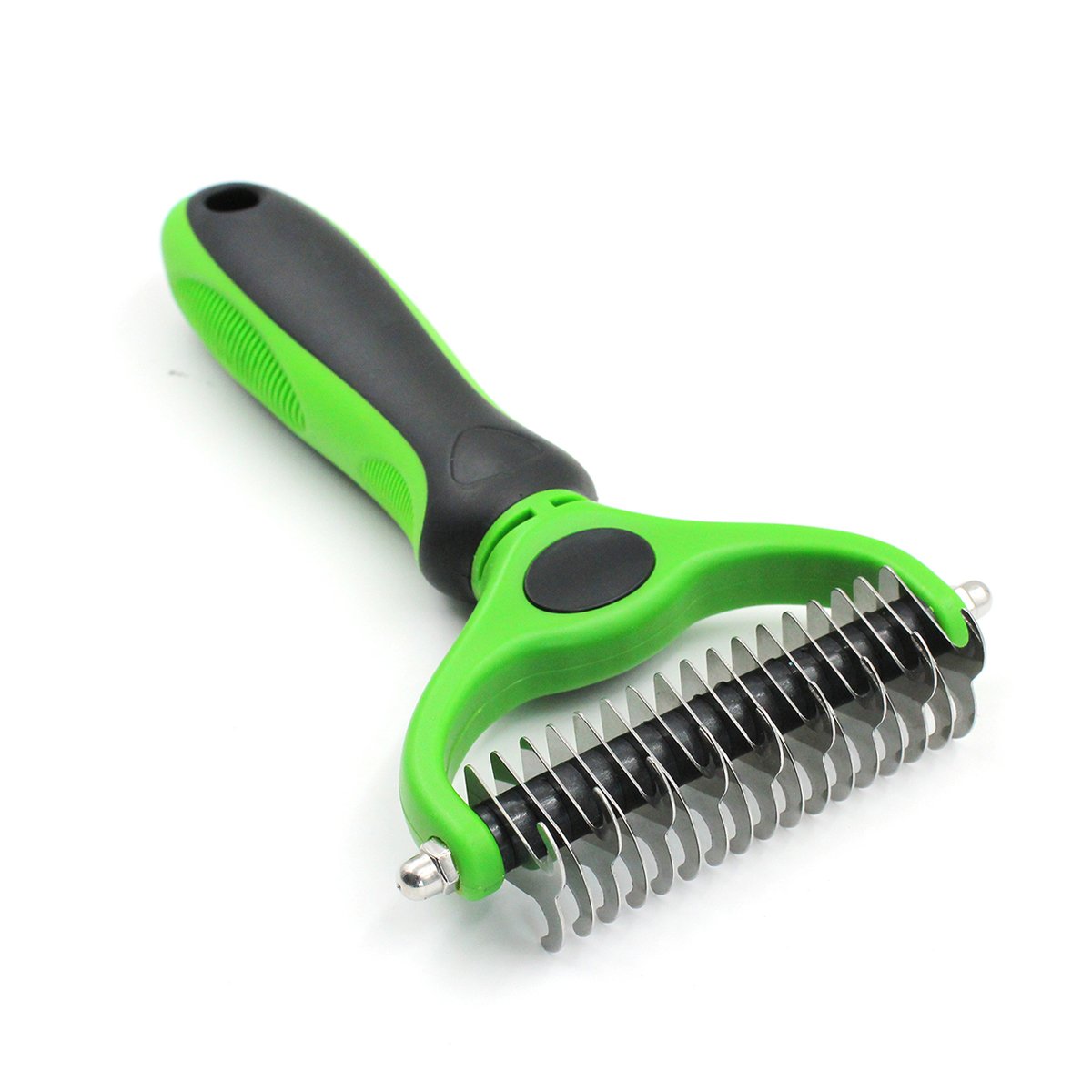PETCUTE Pet Grooming Tool Double Side Fur Knot Cutter Rake Shedding Brush Comb Dog Cat Long Hair Metal Blade Tangles Removing Green