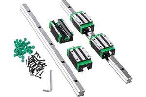 CNCMANS Linear Guide HGR15 300mm Linear Guide Rail Set, Includes 2Pcs HGR15 Linear Rails and 4Pcs HGR15CA Sliding Block High Precision CNC Parts for Automated Machines