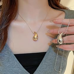 Teardrop Necklace Earrings Chunky Gold Hoop