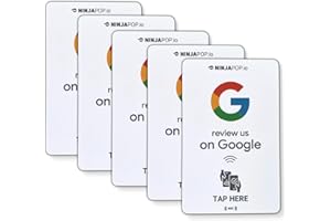 Ninja Pop 5 Pack NFC Cards- Smart Google Review cards - Get more reviews - Digital Marketing - Share your review us link - Review Tap Card - Pop Cards