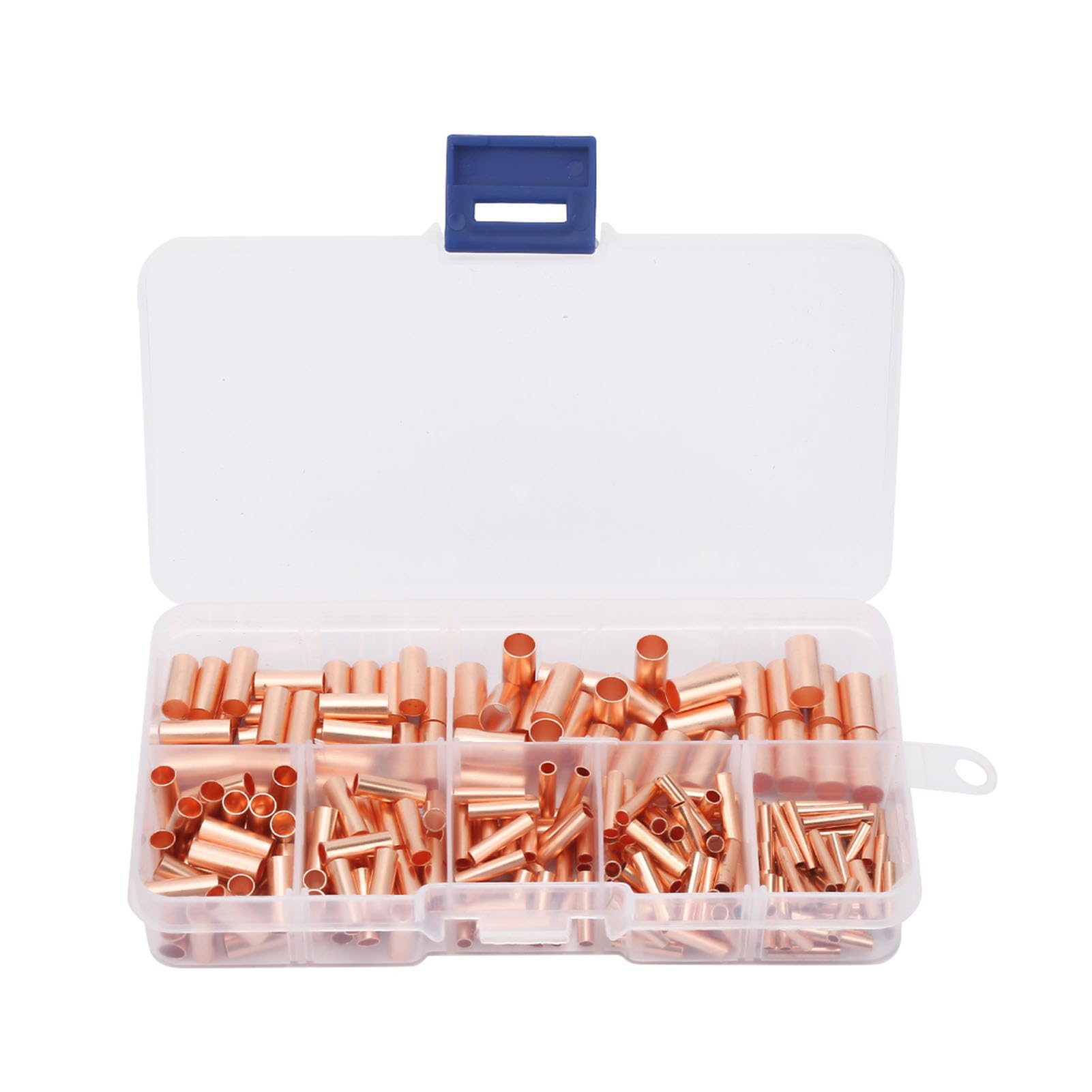 250Pcs Red Copper Connecting Tube GT1-6mm Intermediate Wire Joint Small Copper Tube Connection Connector