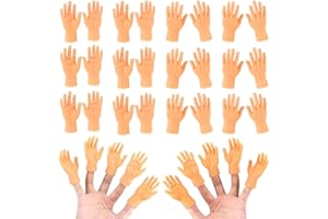 FNQIANK 20PCS Tiny Hands Finger Puppets, Miniature Small Hands Realistic Design Mini Prank Hand Gag Performance Party Favors, 10 Left & 10 Right
