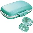 1Pack Travel Pill Organizer, 8 Compartments Portable Pill Case, Small Pill Box for Pocket Purse Portable Medicine Vitamin Container Blue