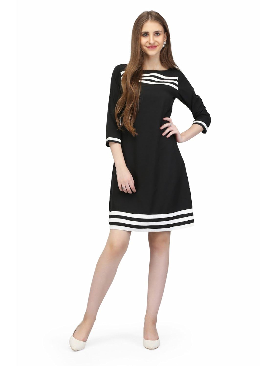 karmic vision women's crepe black color bodycon casual dress