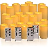 fclayvts 24-Pack LED Flameless Candles with Remote Control -Flickering Electric Candles- Timer Candles -3D Flame, for Halloween Christmas Parties,Wedding,Home,Gift and Special Occasions(Three Sizes)