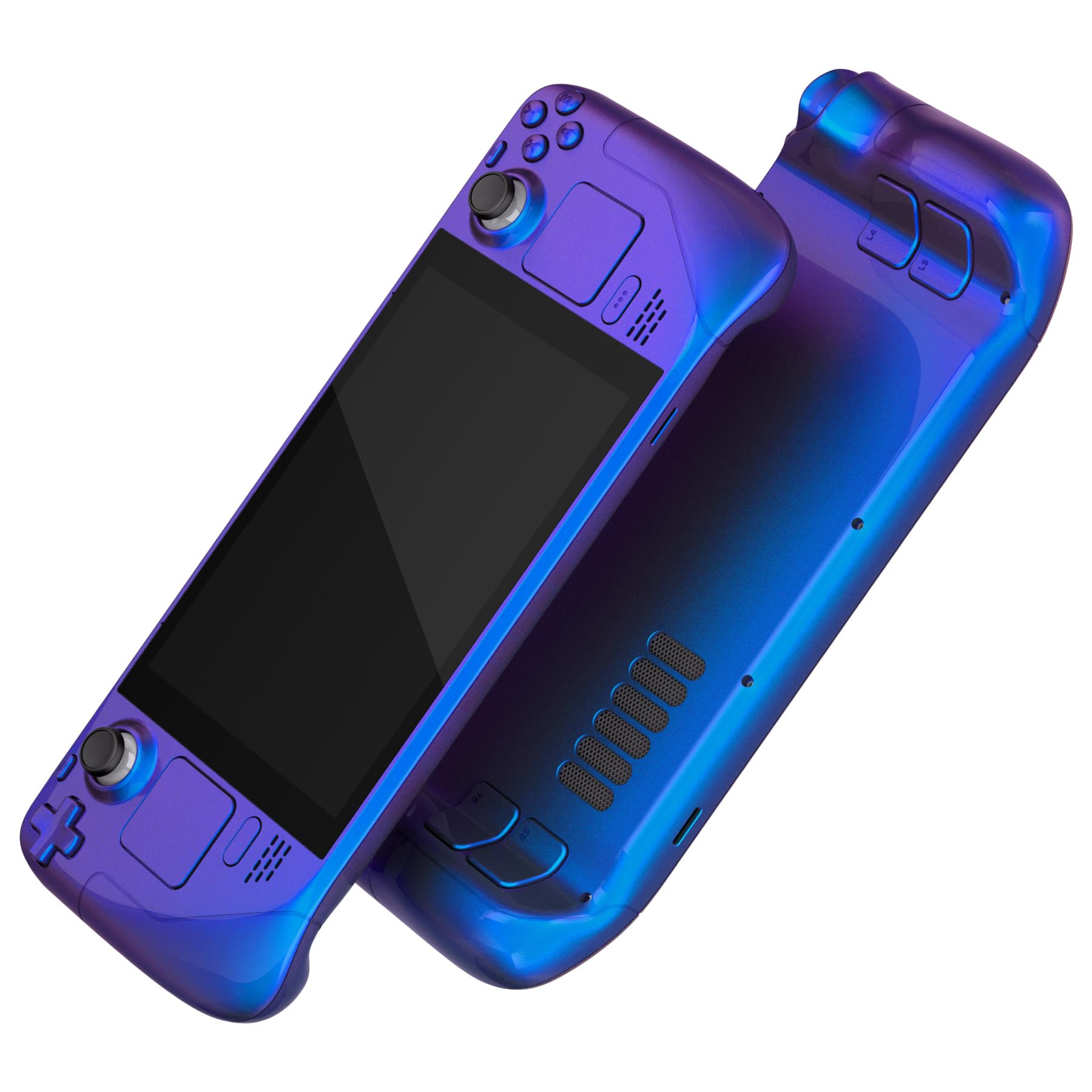 Photo 1 of eXtremeRate DIY Full Set Shell with Buttons for Steam Deck LCD, Custom Faceplate Back Plate Replacement Shell for Steam Deck LCD - Chameleon Purple Blue [Console NOT Included]