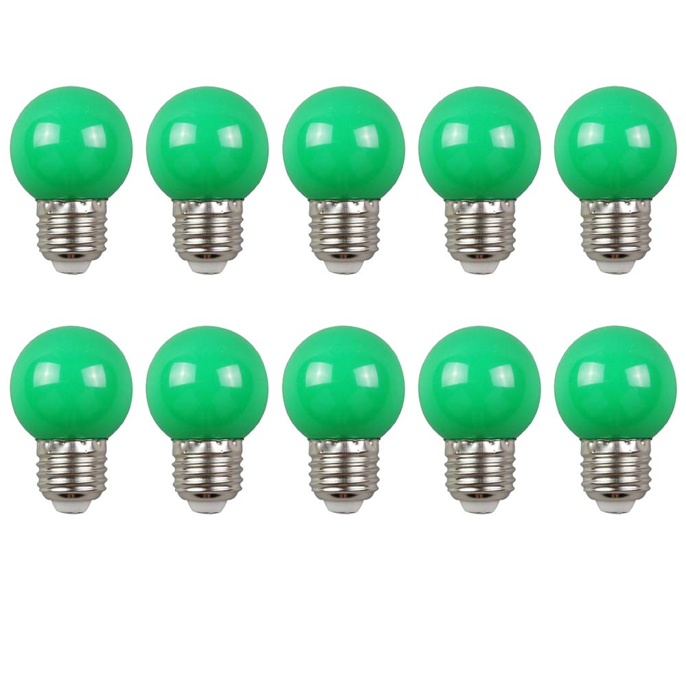 WULUN 10 Pack E27 G45 2W Screw Cap Coloured LED Light Bulbs Festoon Party Lights for Indoor Outdoor Use