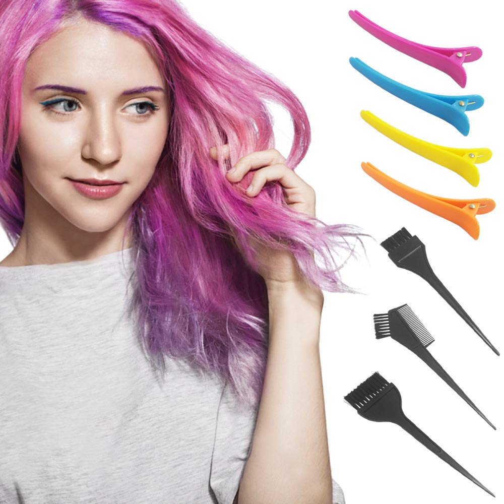21 Packs Hair Dye Coloring Kit, Sonku Dye Brush Comb Mixing Bowl Ear Caps Shower Cap Apron Sectioning Clips and Hairbands for DIY Salon Hair Dye Tool : Beauty