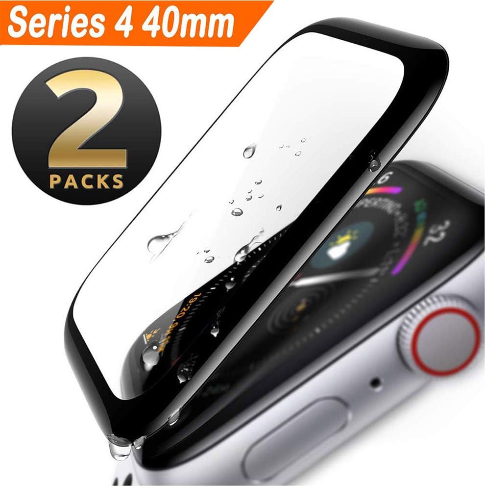 Apple Watch Screen Protector 40mm, [2 - Pack] Tempered Glass Screen Protector, Anti-Scratch Resistant Full Coverage Scratch-Proof Screen Film Compatible Watch 40mm Series 4