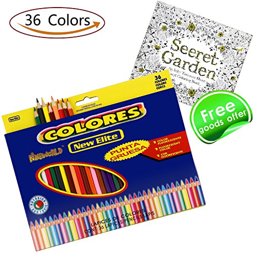 Colored Pencils + Coloring Books , Premium Assorted Oil Based coloring Pencils Set (36 Unique Color) with Thic