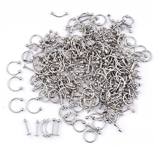 IPINK Piercing Kit 14G-16G Steel Body Piercing Belly Button,Tongue, Eyebrow, Nipple, Lip, Nose, Chi Gauge