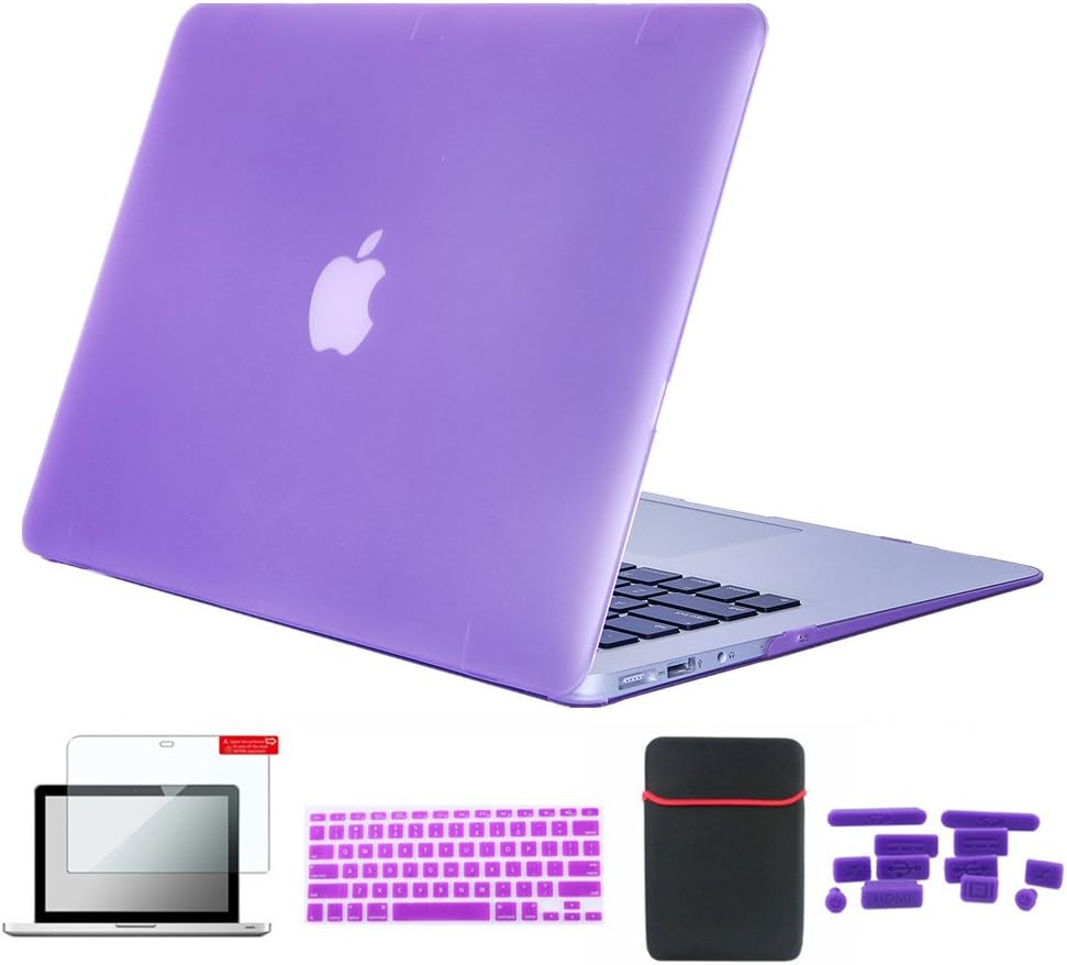 Se7enline 2013/2014/2015/2016 MacBook Pro 13 case Cover compatible with MacBook Pro Retina 13 in A1502/A1425 Accessories with Screen Protector, Soft Sleeve Bag, Keyboard Cover, Dust Plug, Light Purple