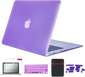 Se7enline 2013/2014/2015/2016 MacBook Pro 13 case Cover compatible with MacBook Pro Retina 13 in A1502/A1425 Accessories with Screen Protector, Soft Sleeve Bag, Keyboard Cover, Dust Plug, Light Purple