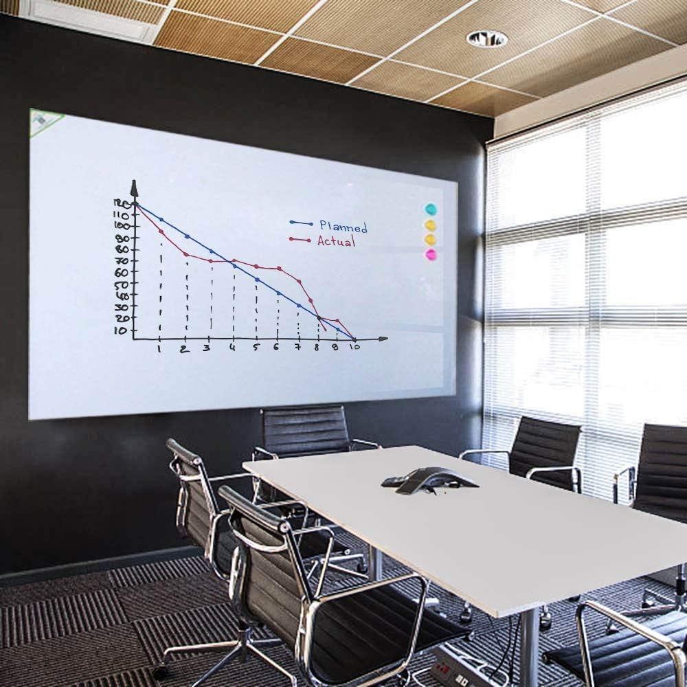 ZHIDIAN Whiteboard Contact Paper for Wall, Magnetic Receptive Dry Erase Board Sticker Sheet Wallpaper, Non-Adhesive Back (0.50mm / 20 mils, 72 x 48 inches)