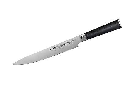 Samura Profi Tranchiermesser Ultra-scharf, groß, aus japanisch AUS 8 Edelstahl, 23 cm Klinge, mit G10 Handgriff aus Carbon, K