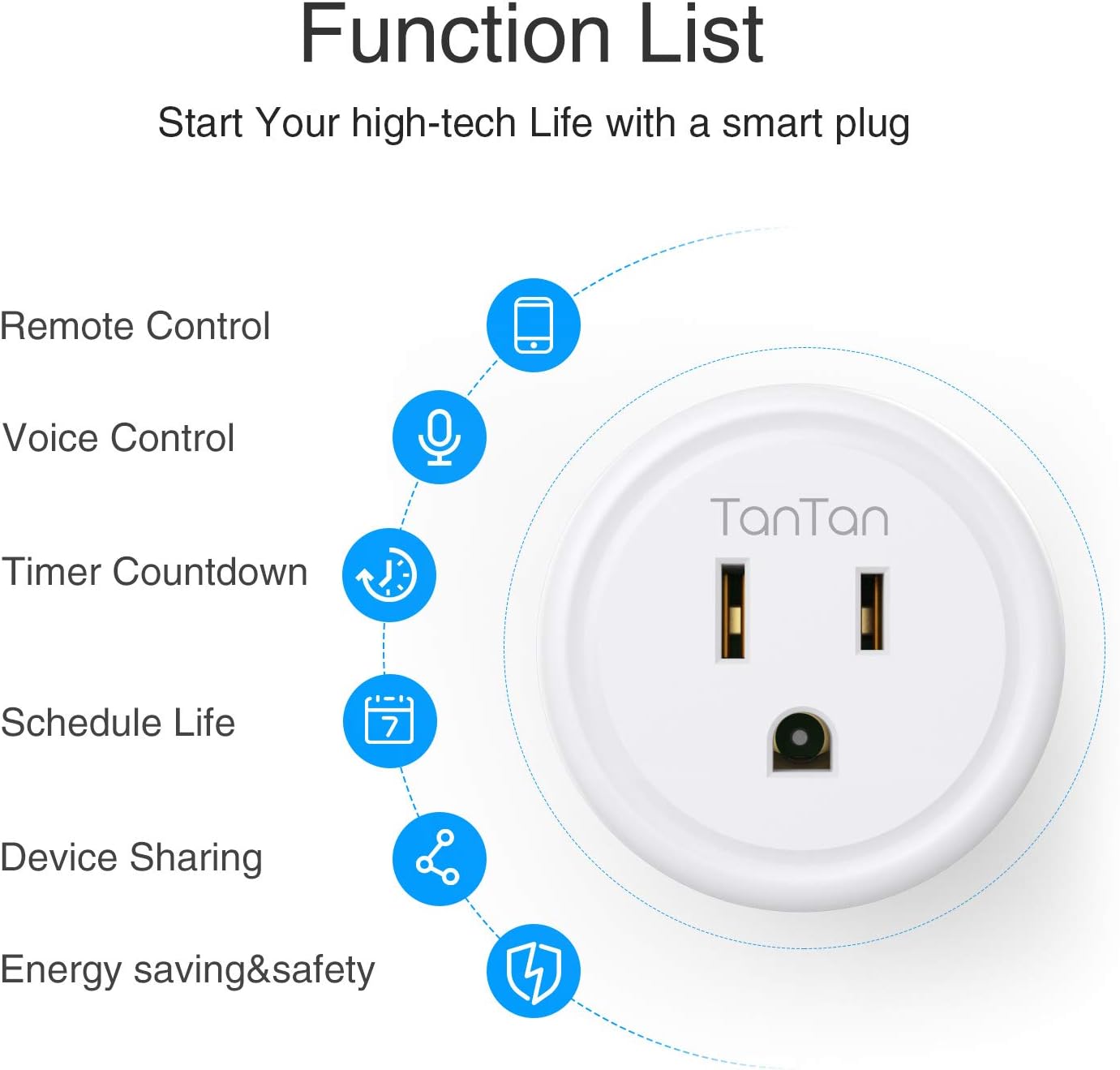 Smart Plug Work with Alexa and Google Home, TanTan WiFi Outlet Mini Socket Remote Control Only Supports 2.4GHz Network, ETL and FCC Listed 2 Packs - - 