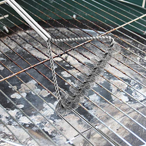 Grilljoy 3pcs Grill Brush Set includes Wire Brush and Bristle Free Brush - 17.5'' Safe Stainless Steel Barbecue Cleaning Brush for Weber Gas/Charcoal Grilling Grates - Perfect BBQ Cleaner Accessories.