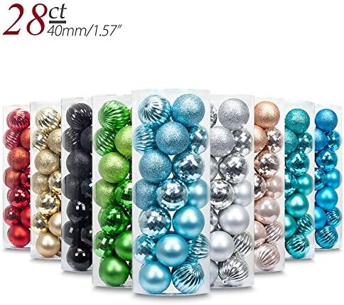 Yoland 1.57''/28ct Christmas Ball Plating Ornaments Tree Collection for Holiday Parties Decorations (1.57''/28ct, Light Blue)