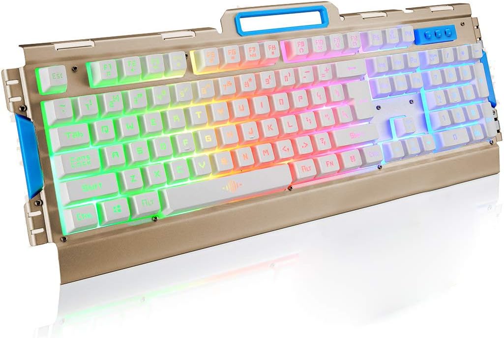 RGB Mechanical Gaming Keyboard Fast 104 Keys Optiocal Keyboard with 3 Modes Gaming RGB Backlit/Waterproof and Dustproof Design-Gold