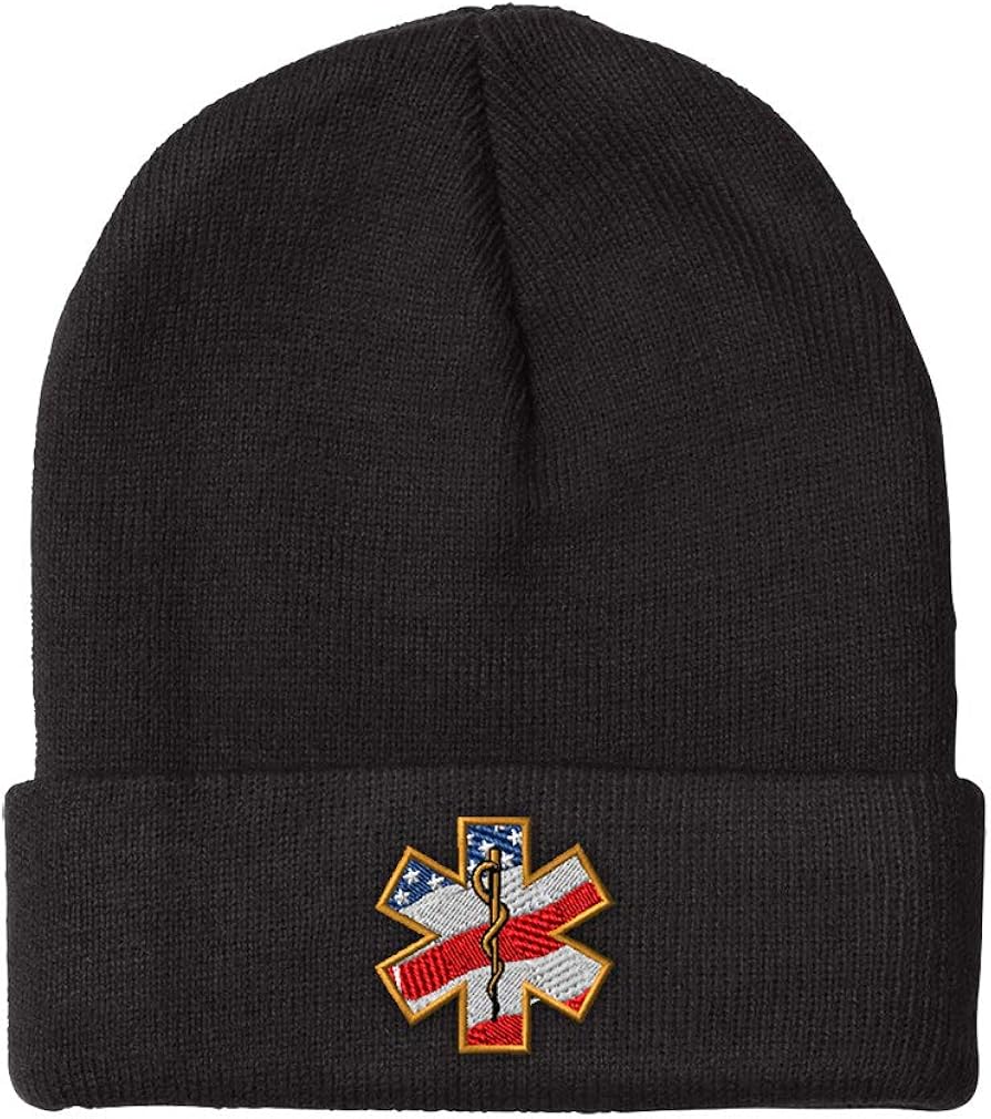 Custom Beanie for Men & Women American Flag Embroidery Acrylic Skull Cap Hat Black Design Only: Clothing