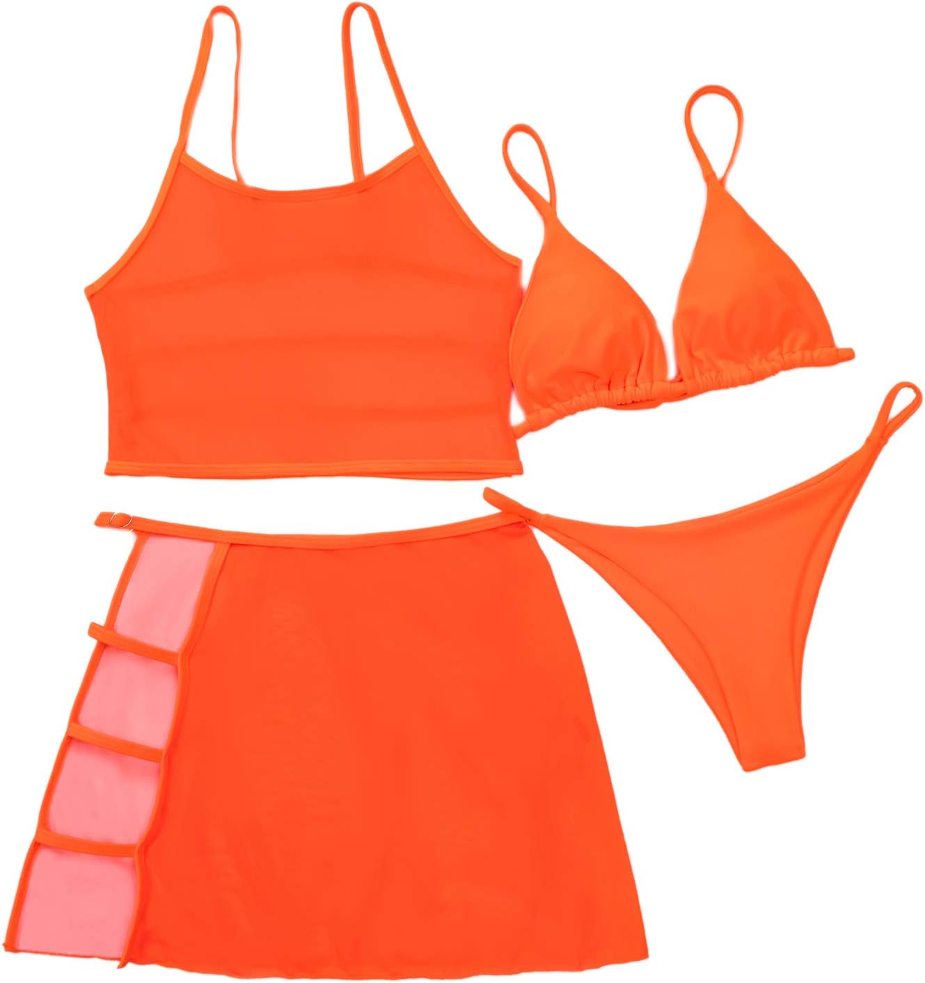 SheIn Conjunto de bikini de triángulo para mujer con cubierta de malla