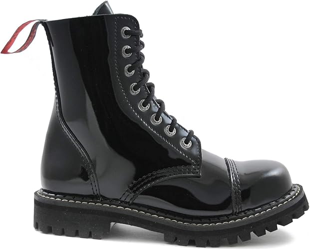 combat boots patent leather