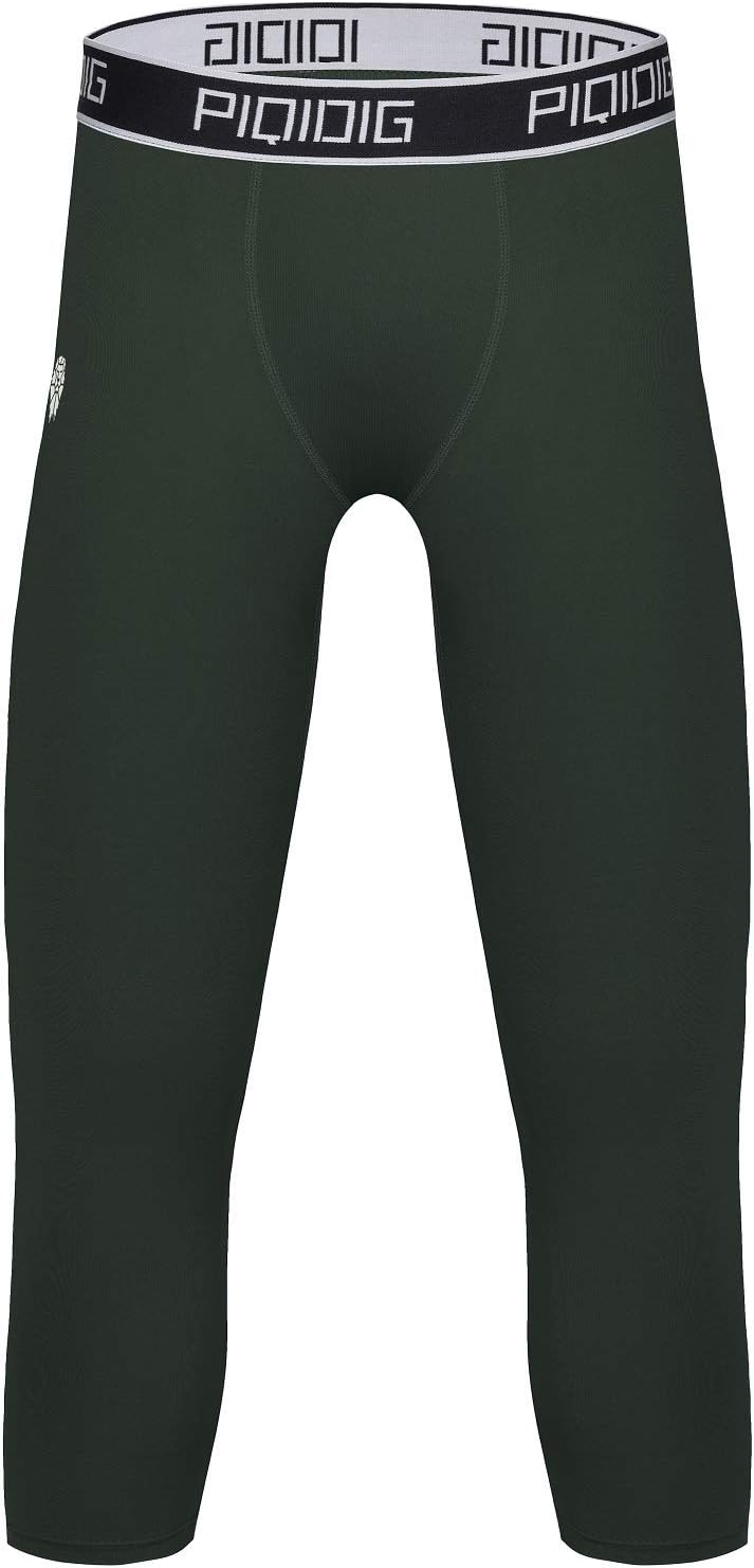 PIQIDIG Youth Boys Compression Pants 3/4 Basketball Tights Sports Capris Leggings