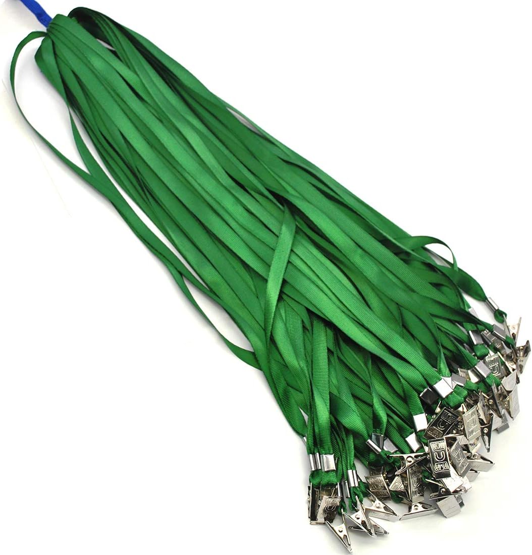 Bird Fiy Green Lanyards Clip 50 Pack 17" Lanyard with Clip Badge Lanyard Bulk Neck Flat lanyards for Badge Holders
