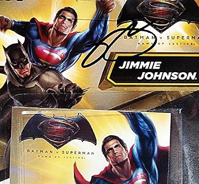 AUTOGRAPHED 2016 Jimmie Johnson #48 Lowes Superman Racing BATMAN VS. SUPERMAN (Dawn of Justice Movie) DC Comics Signed NASCAR Authentics Lionel 1/64 Scale Collectible Diecast Car with COA