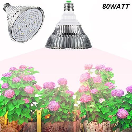 Gianor E27 80W Led Grow Light Full Spectrum Led Grow Bulb 120PCs 5730 Chips for Hydroponics/Greenhouse Plants Growing/Flowering (AC 85~265V)