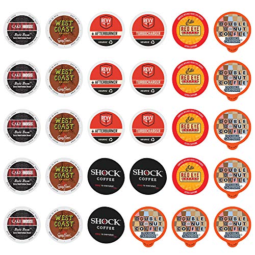 Extra Caffeine Extra Bold Coffee Single Serve Cups For Keurig K Cup Brewers 1.0 & 2.0 Variety Pack Sampler (30Count)