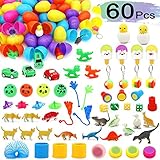 ZALALOVA Toys Filled Easter Eggs, 120 Pcs Easter Party Decorations Assorted Colorful Plastic Easter Surprise Eggs with Kids Toys for Eggs Hunt Party Favors Basket Stuffers Fillers