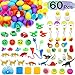 Toy Filled Easter Eggs, ZALALOVA 60 Pcs Easter Decorations 2.75 Inch Assorted Colorful Plastic Surprise Eggs with Mini Kids Toys for Easter Party Favor- Pull Back Cars/ Sticky Handsdice/ Puzzle Ball/ Yo-Yo/ Eraser/ Keychain