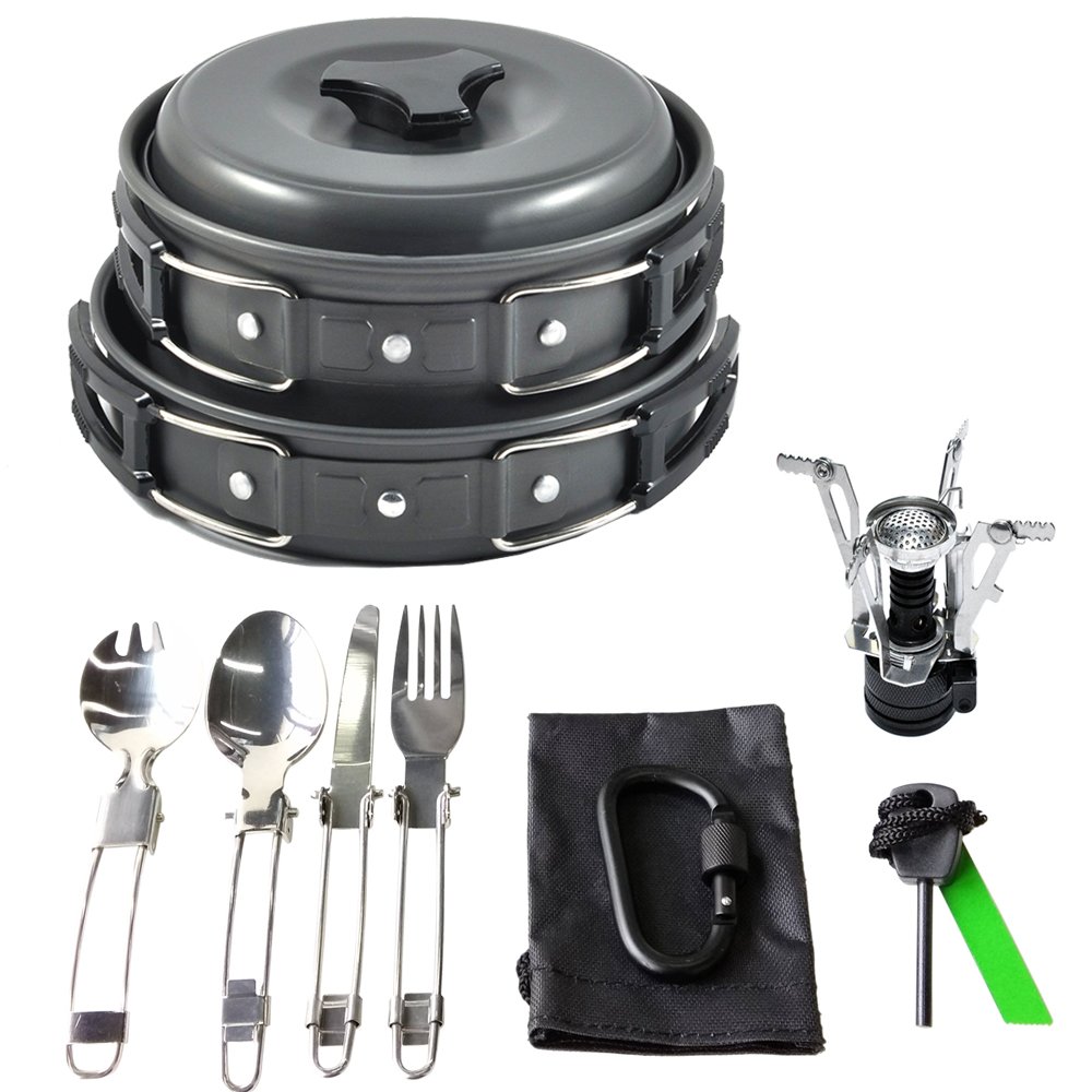 17Pc Camping Backpacking Hiking BugOut Bag Cooking Lightweight Cookware