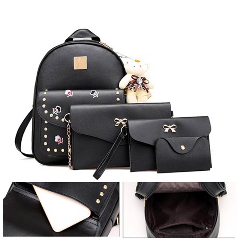 typify combo of 4 pcs waterproof leather mini college backpack for girls & women