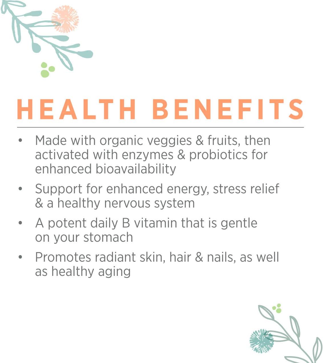 Pure Synergy Super B-Complex (60 Tablets) B Vitamin Made w/ Organic Fruits & Veggies: Health & Personal Care