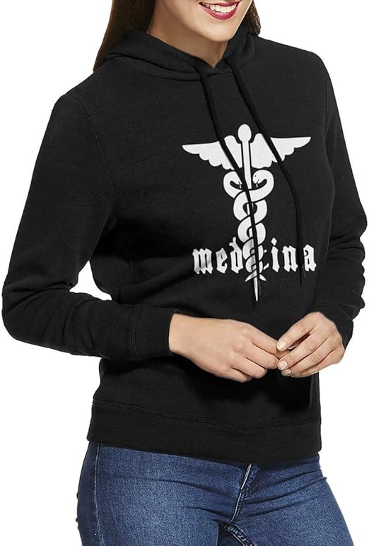 Medical Pullover Hoodie Ladies' Long Sleeve Tops Hooded Sweatshirts M