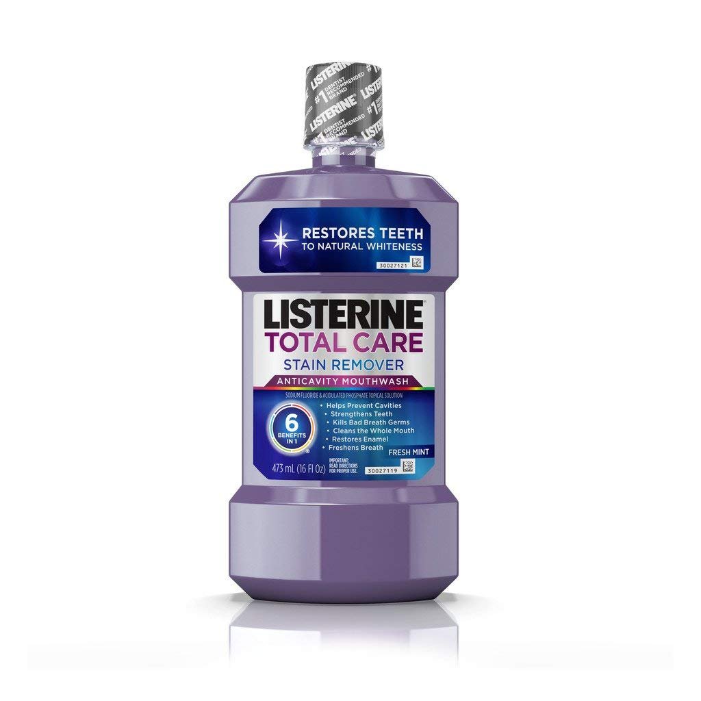 Listerine Total Care Stain Remover Fresh Mint Mouthwash, 16 Fluid Ounce - 6 per case.