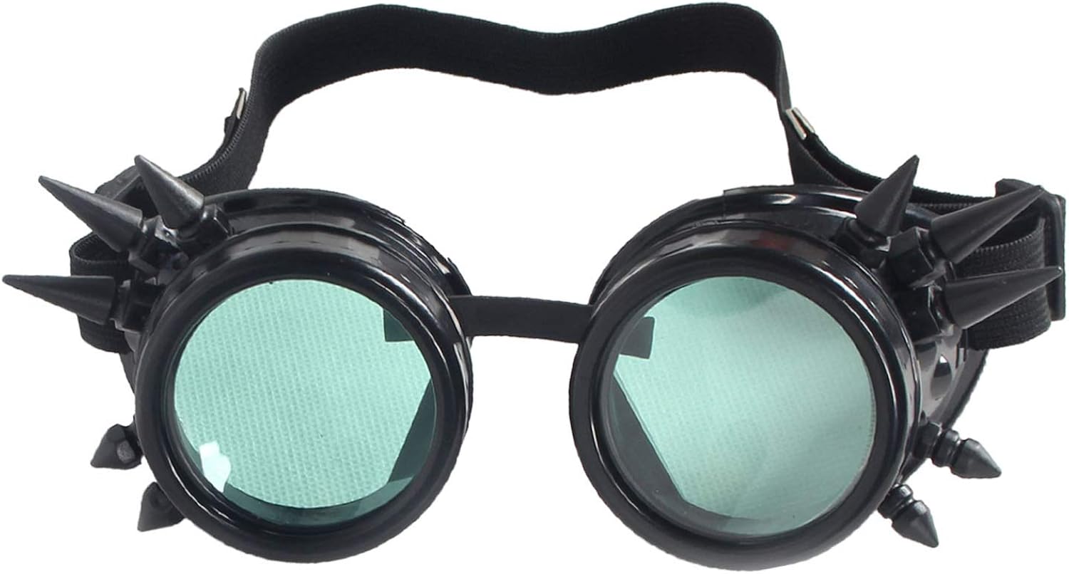 Halloween Cosplay Goggles, Spiked Retro Glasses Free Lens Steampunk