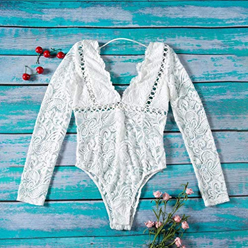 Carolilly-Body-Donna-in-Pizzo-Elegante-Sexy-Tuta-da-Donna-Manica-Lunga-con-Scollo-a-V-Profondo-Pagliaccetto-AderenteTrasparente-Lingerie-in-Pizzo-Sexy-Donna-Biancheria-Intima