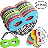 Outee 24 Pcs Superhero Masks Super Masks Halloween Mask Super Hero Cosplay Party Eye Masks Felt Masks with Elastic Rope for Kids Party, Multicolor