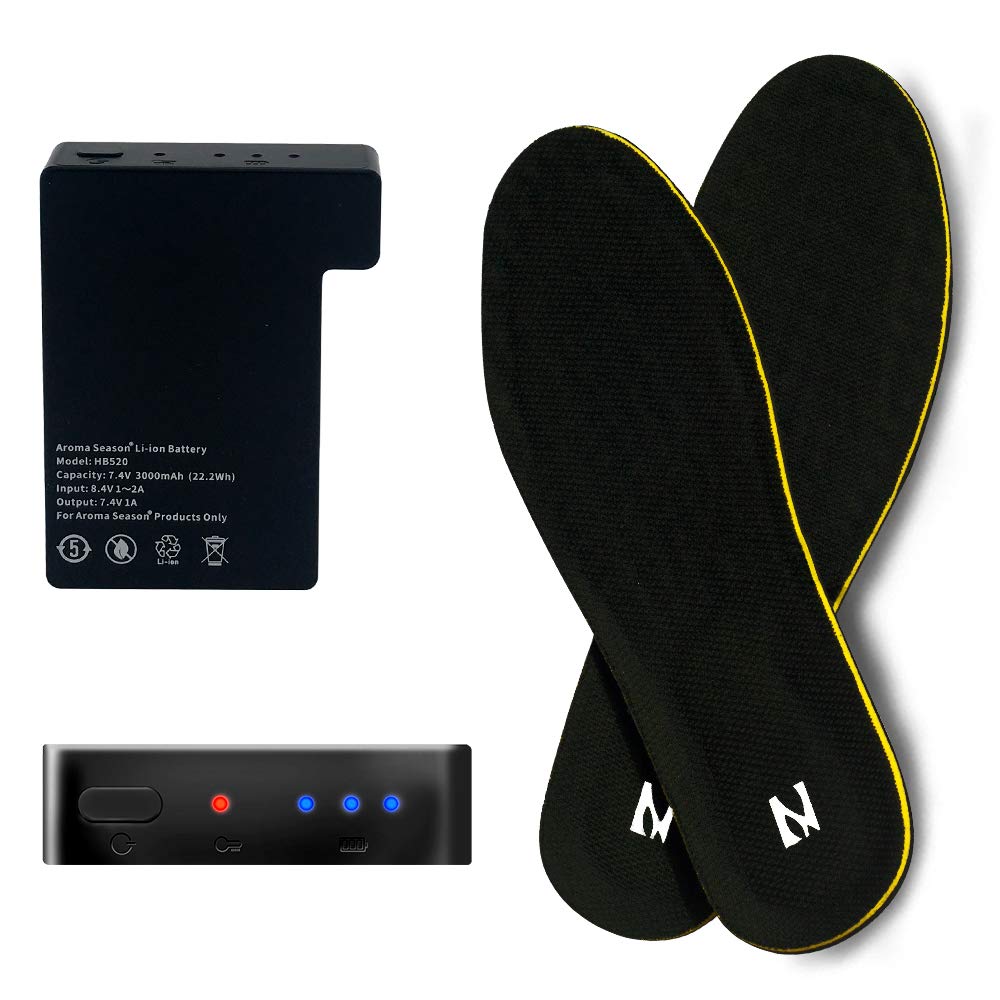 Aroma Season Rechargeable Heated Insoles for Skiing, Hiking, Fishing (Women 6~7)