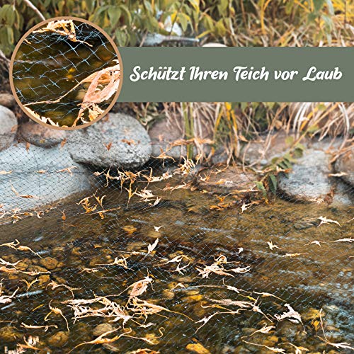 Teichnetz, Gartennetz, Vogelschutz-Netz, Pool Netz, Obstbaumnetz, Vogelabwehr-Netz, Laubnetz, Witterungs- & UV-beständig, robust, 15x Erdhaken & 15x Kabelbinder (4 x 5m) – Bild 5
