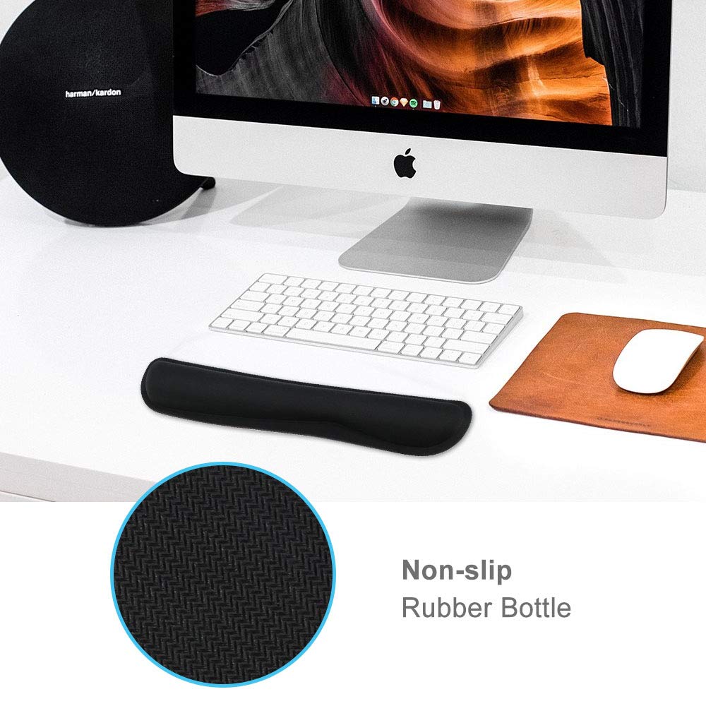 Poualss Keyboard Wrist Rest Pad Mouse Pad, Memory Foam, Rest Pads Sets for Comfortable Typing & Wrist Pain Relief, Anti-Slip Rubber Base