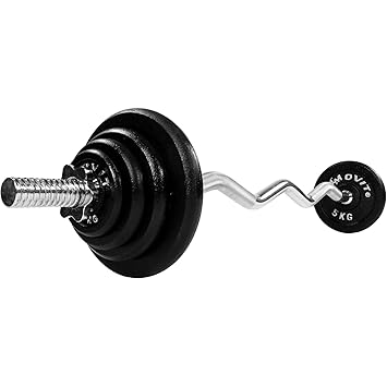 MOVIT® SZ Curlset aus GUSSEISEN, Variante 26 kg oder 66,5 kg, Stange verchromt & gerendelt 120 cm x Ø 3 cm STANDARDNORM mit S