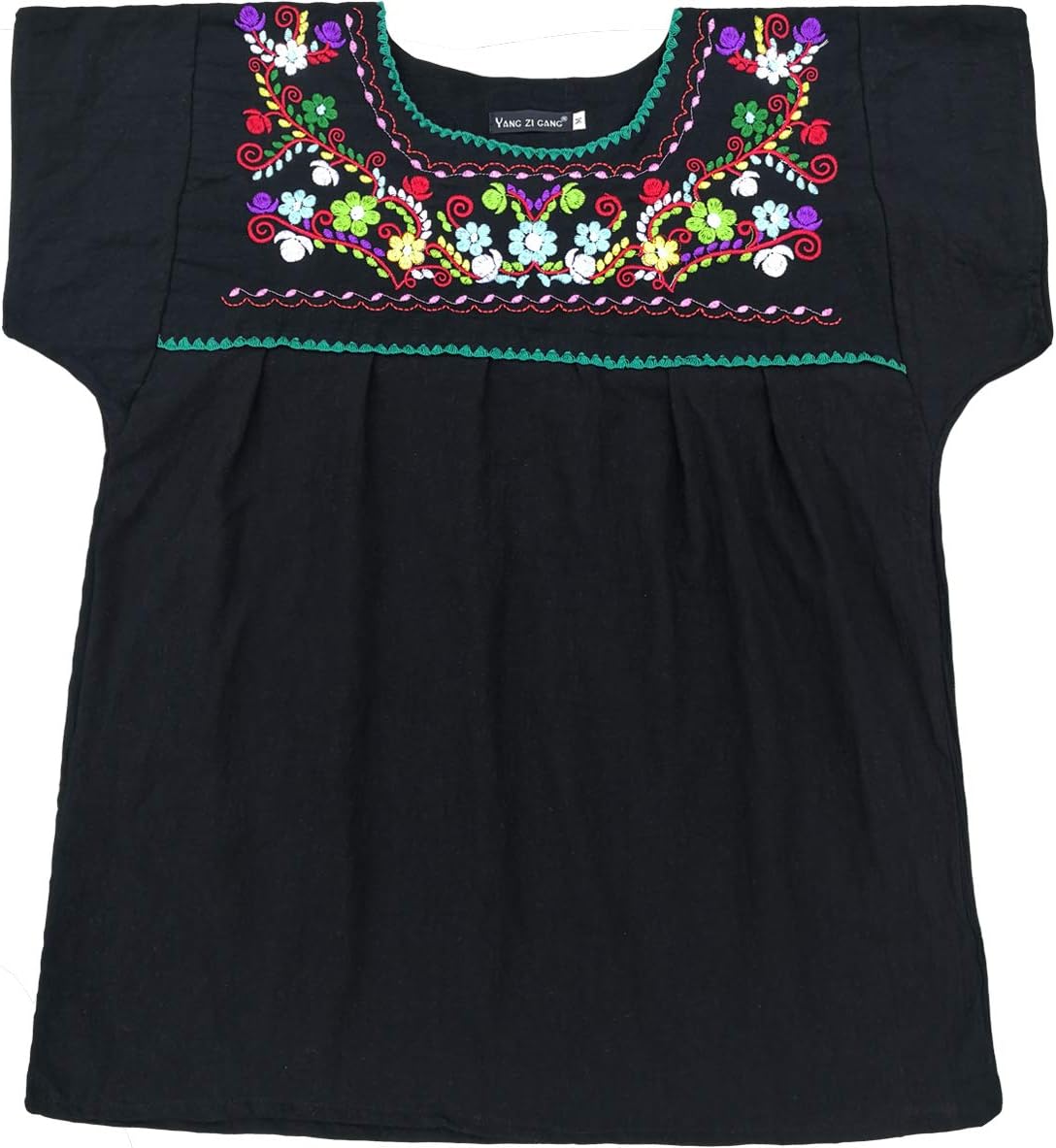 YZXDORWJ Womens Girls Embroidered Mexican Peasant Tops Mexican Bohemian Blouses